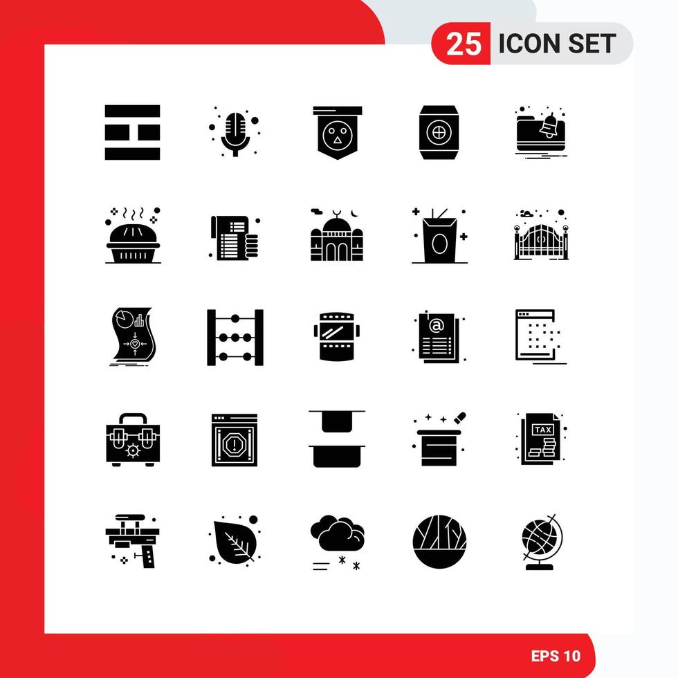25 Solid Glyph concept for Websites Mobile and Apps bakery folder halloween alert food Editable Vector Design Elements