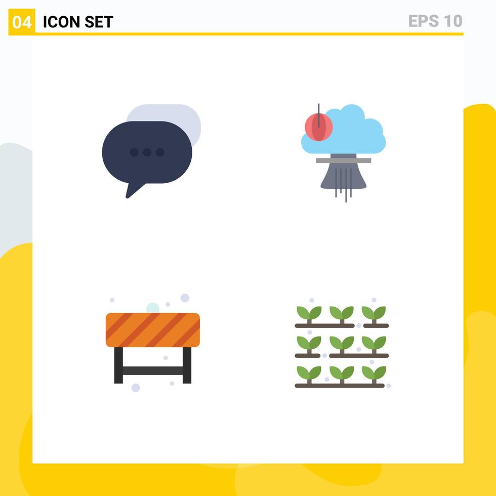 4 Flat Icon concept for Websites Mobile and Apps chat attention bubble nuclear road Editable Vector Design Elements