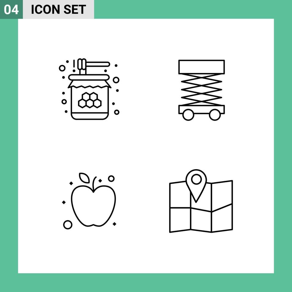 Stock Vector Icon Pack of 4 Line Signs and Symbols for bee apple jar develop healthy Editable Vector Design Elements