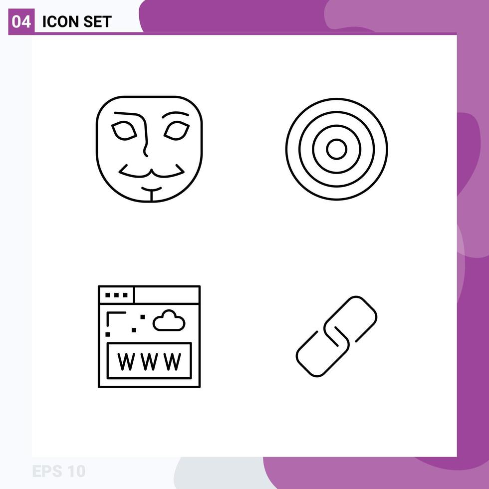 Universal Icon Symbols Group of 4 Modern Filledline Flat Colors of anonymous website basic user clip Editable Vector Design Elements