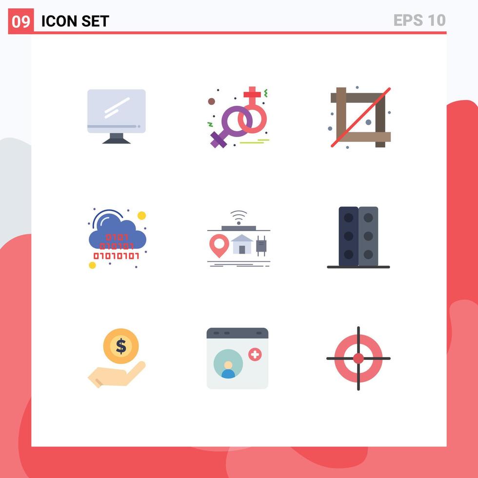 9 Universal Flat Colors Set for Web and Mobile Applications iot digital crop code binary Editable Vector Design Elements