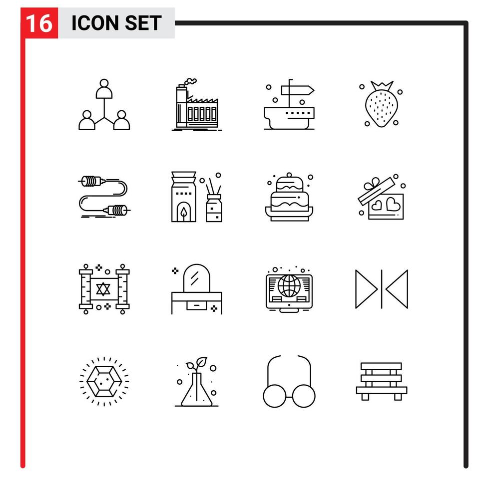 16 iconos creativos signos y símbolos modernos de comunicación producción de bayas fruta fresa elementos de diseño vectorial editables vector