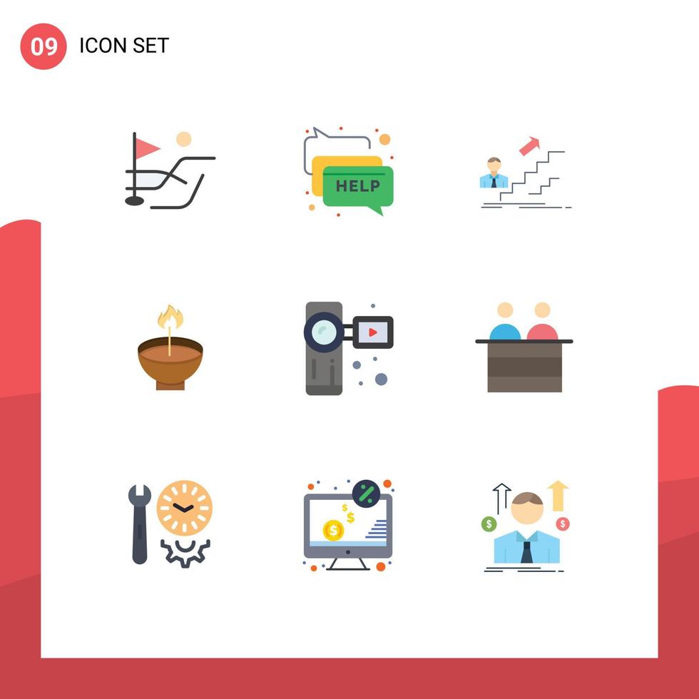 paquete de iconos de vector de stock de 9 signos y símbolos de línea para el éxito de diwali de la lámpara deepavali celebrar elementos de diseño de vector editables