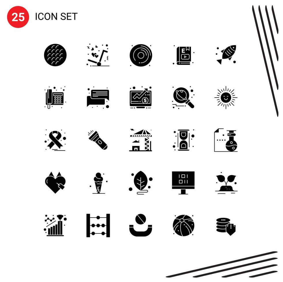 Set of 25 Modern UI Icons Symbols Signs for study education love e learning hobby Editable Vector Design Elements