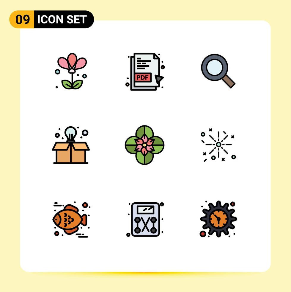 9 colores planos de línea de llenado de vectores temáticos y símbolos editables de elementos de diseño de vectores editables de bombilla de anémona de búsqueda de flores de primavera