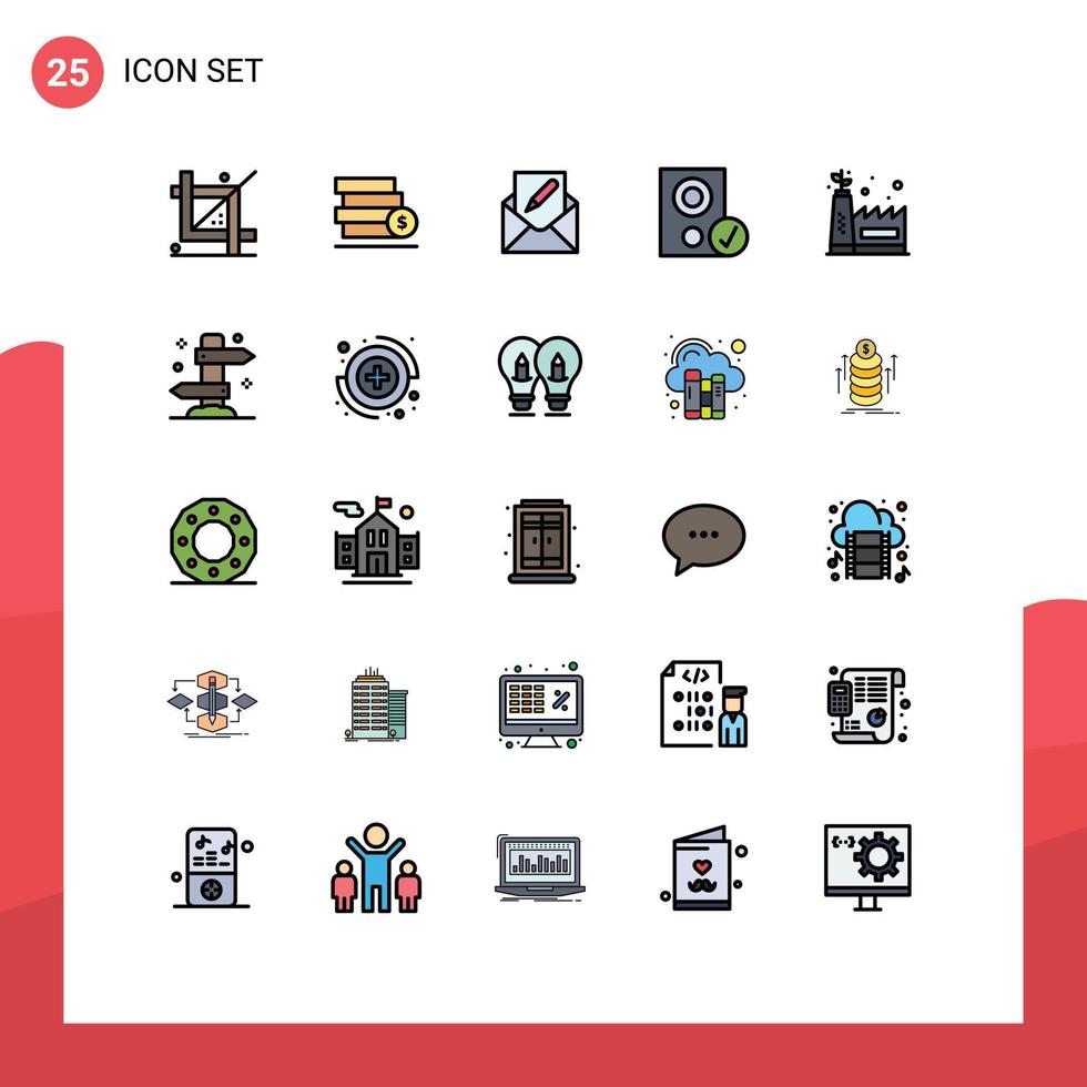 Mobile Interface Filled line Flat Color Set of 25 Pictograms of hardware devices save computers envelope Editable Vector Design Elements
