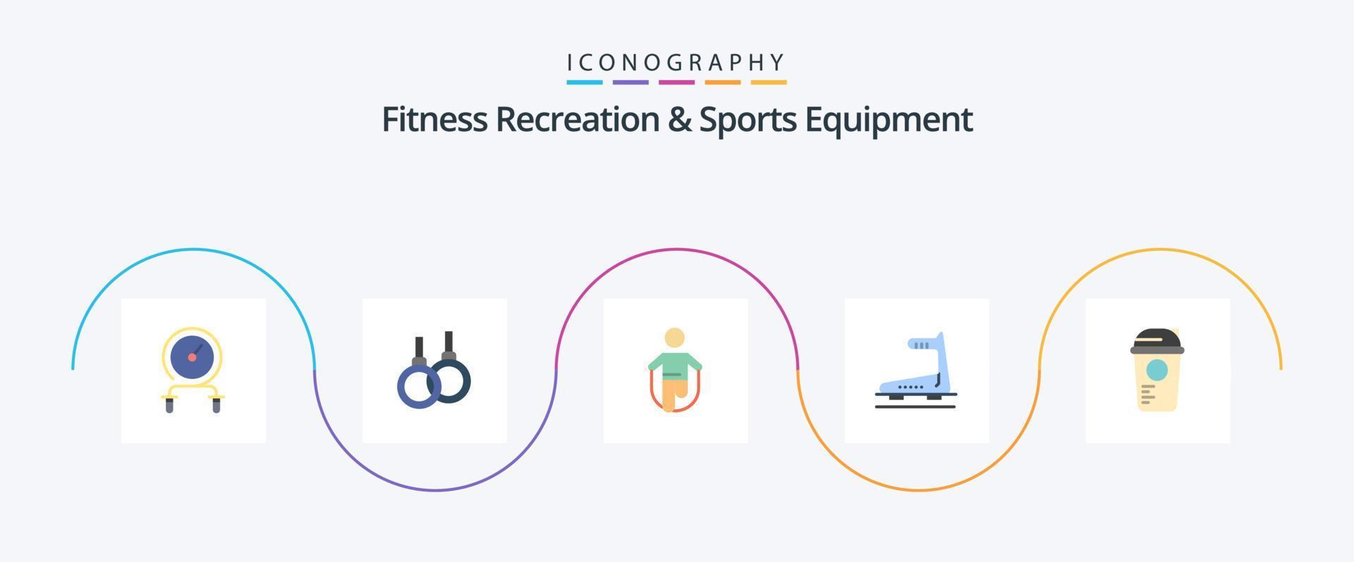 Fitness Recreation And Sports Equipment Flat 5 Icon Pack Including treadmill. running. healthcare. machine. rope vector