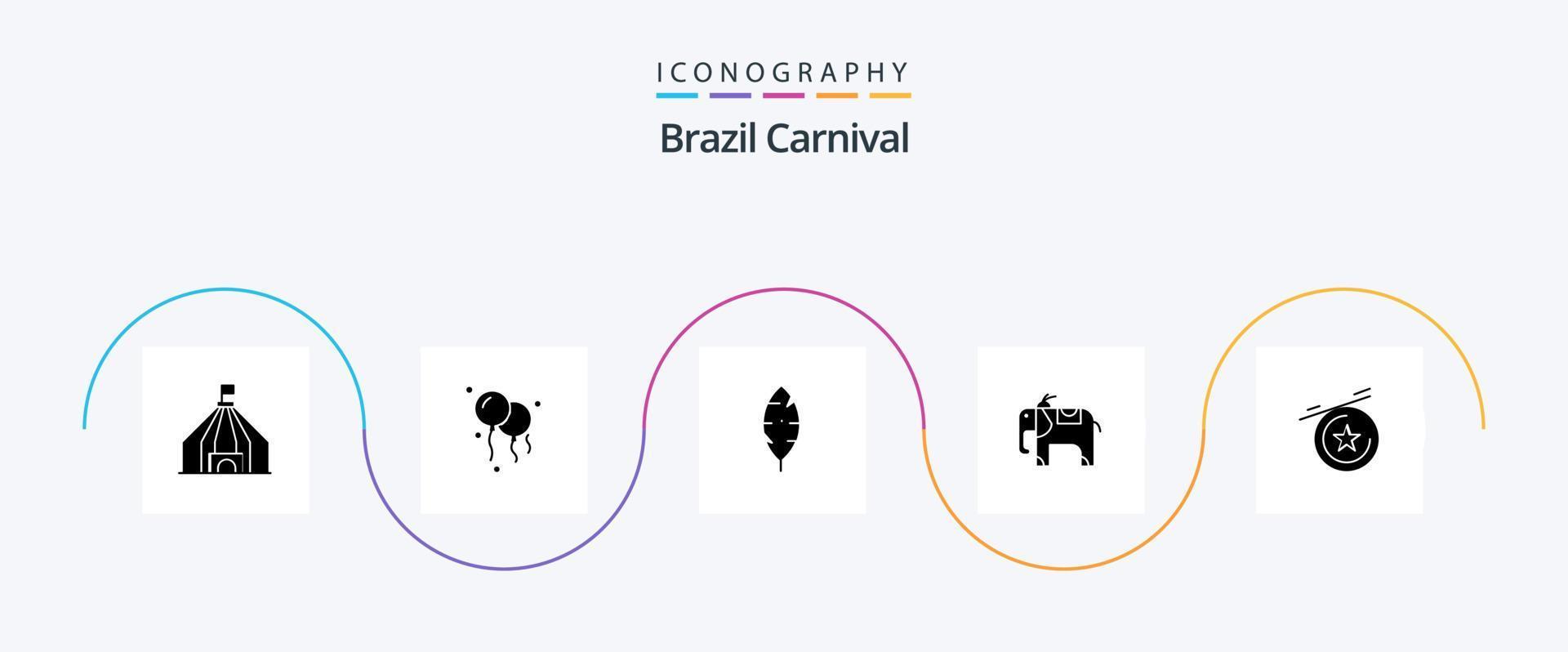 Brazil Carnival Glyph 5 Icon Pack Including brazilian. write. decoration. ink. celebration vector