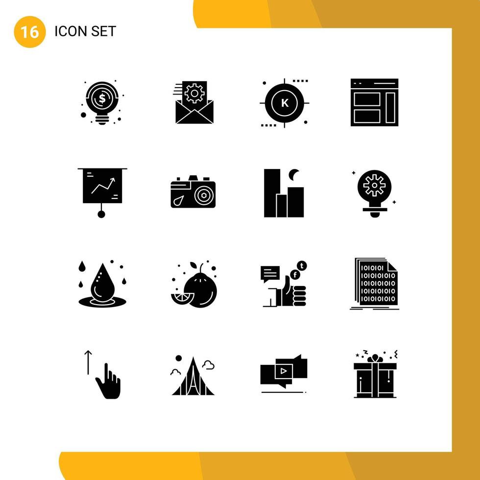 Set of 16 Modern UI Icons Symbols Signs for user right engine interface search Editable Vector Design Elements