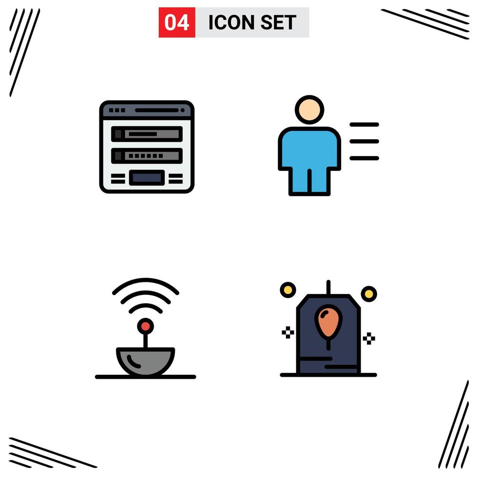 4 User Interface Filledline Flat Color Pack of modern Signs and Symbols of flowchart human sitemap avatar steel Editable Vector Design Elements