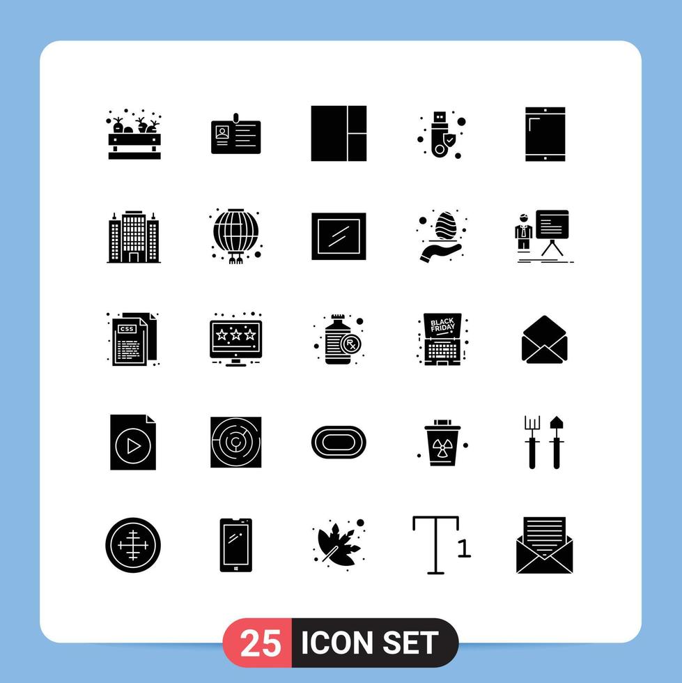 conjunto de 25 iconos modernos de la interfaz de usuario signos de símbolos para el diseño de la firma de la tarjeta de identificación del token del teléfono móvil elementos de diseño vectorial editables vector