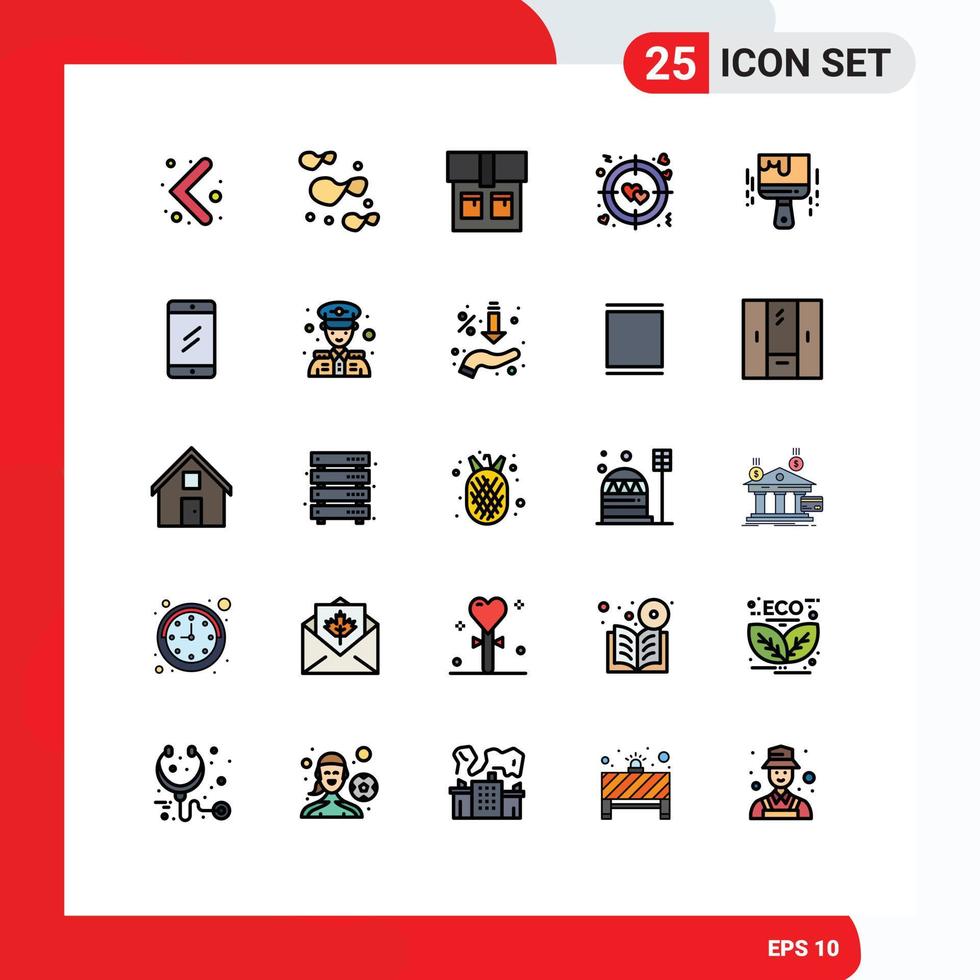 paquete de iconos vectoriales de stock de 25 signos y símbolos de línea para elementos de diseño vectorial editables de pincel de pintura de corazón móvil educativo vector
