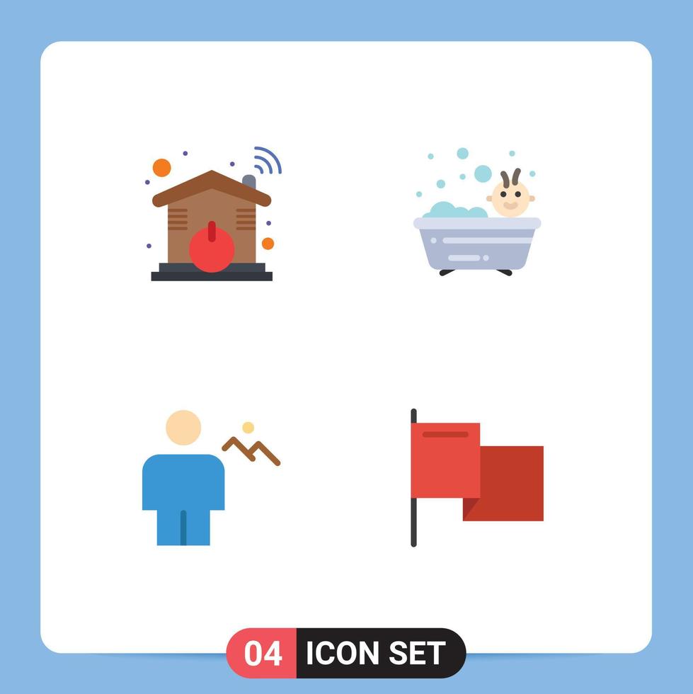 4 User Interface Flat Icon Pack of modern Signs and Symbols of automation body wifi bathing human Editable Vector Design Elements