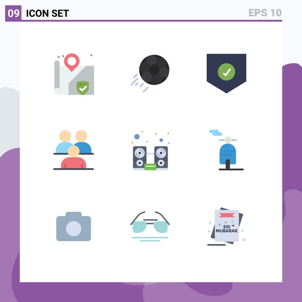 Pictogram Set of 9 Simple Flat Colors of computer group check corporate business Editable Vector Design Elements