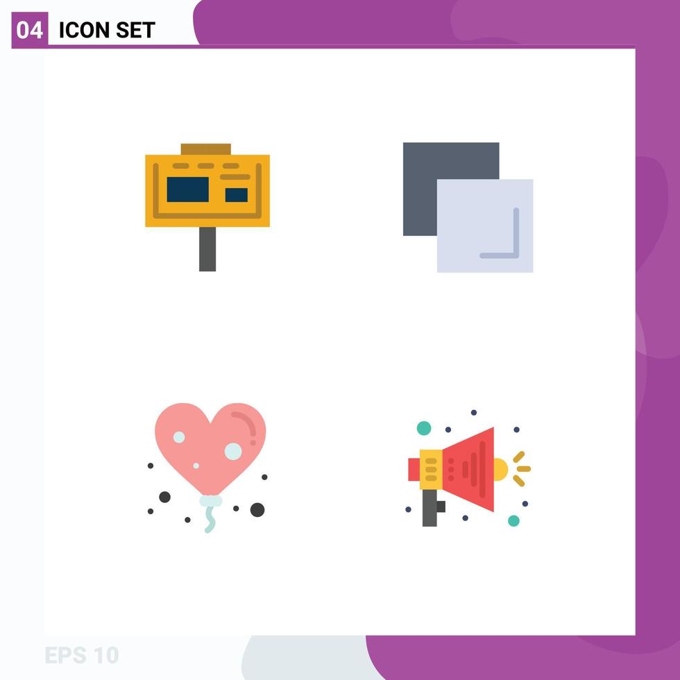 Set of 4 Modern UI Icons Symbols Signs for board heart advertising duplicate announce Editable Vector Design Elements