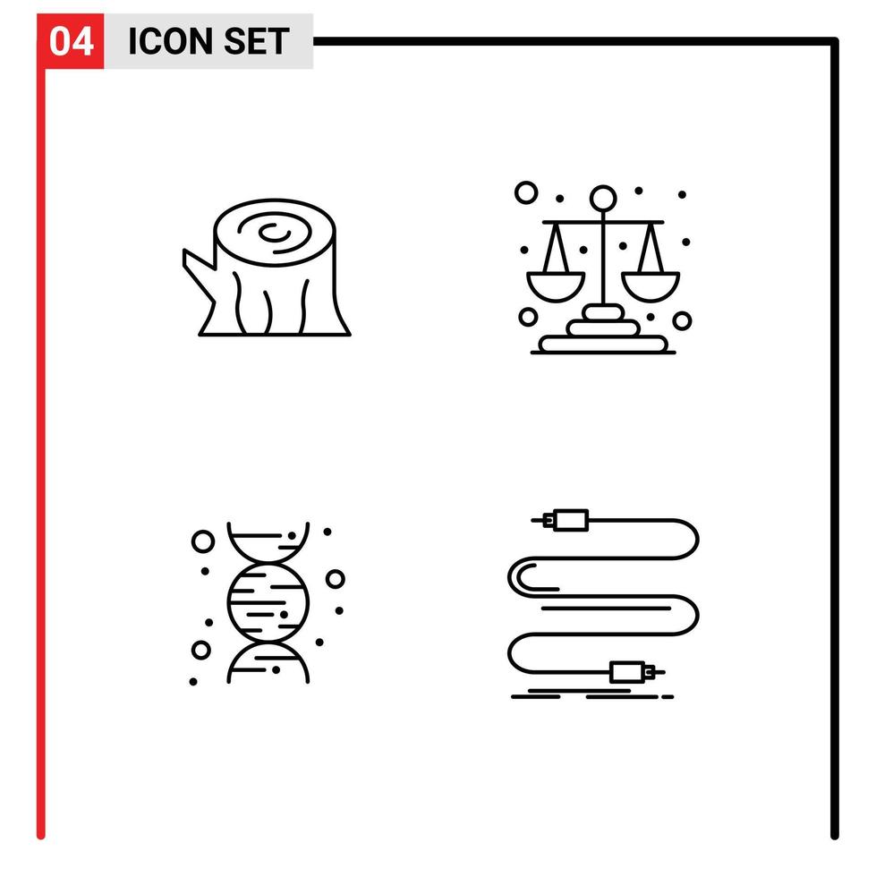 Line Pack of 4 Universal Symbols of log dna spring law audio Editable Vector Design Elements
