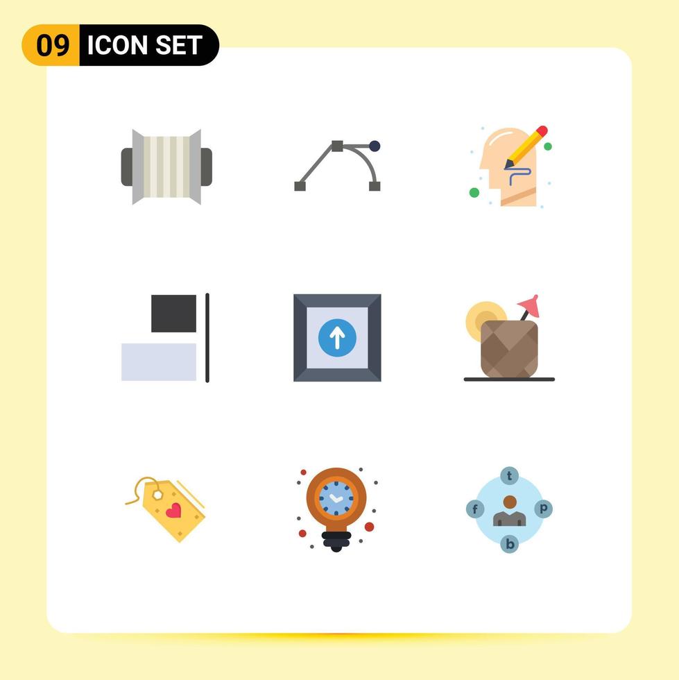 Universal Icon Symbols Group of 9 Modern Flat Colors of upload box human right align Editable Vector Design Elements