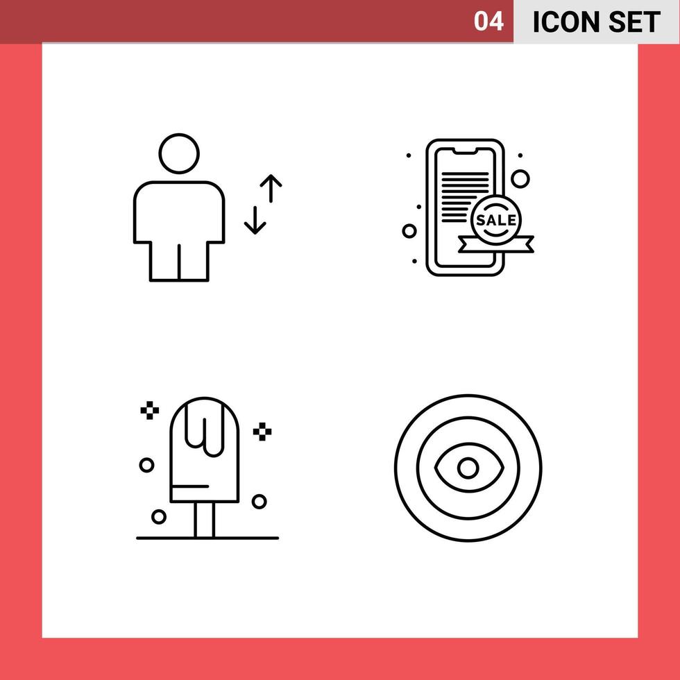 Set of 4 Modern UI Icons Symbols Signs for avatar cold human online ice Editable Vector Design Elements