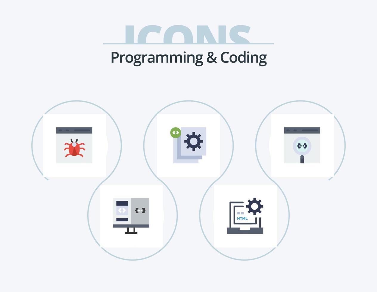 programación y codificación flat icon pack 5 diseño de iconos. desarrollo. codificación. desarrollo. desarrollo. bicho vector