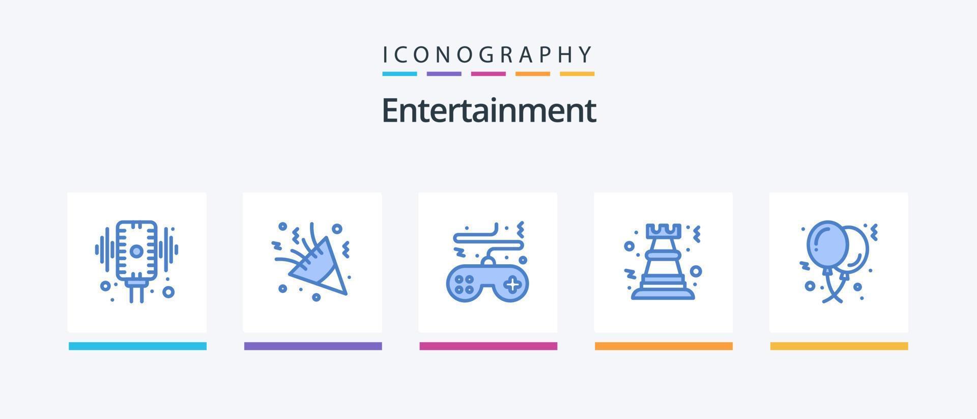 Entertainment Blue 5 Icon Pack Including game. pawn. decoration. play. console. Creative Icons Design vector