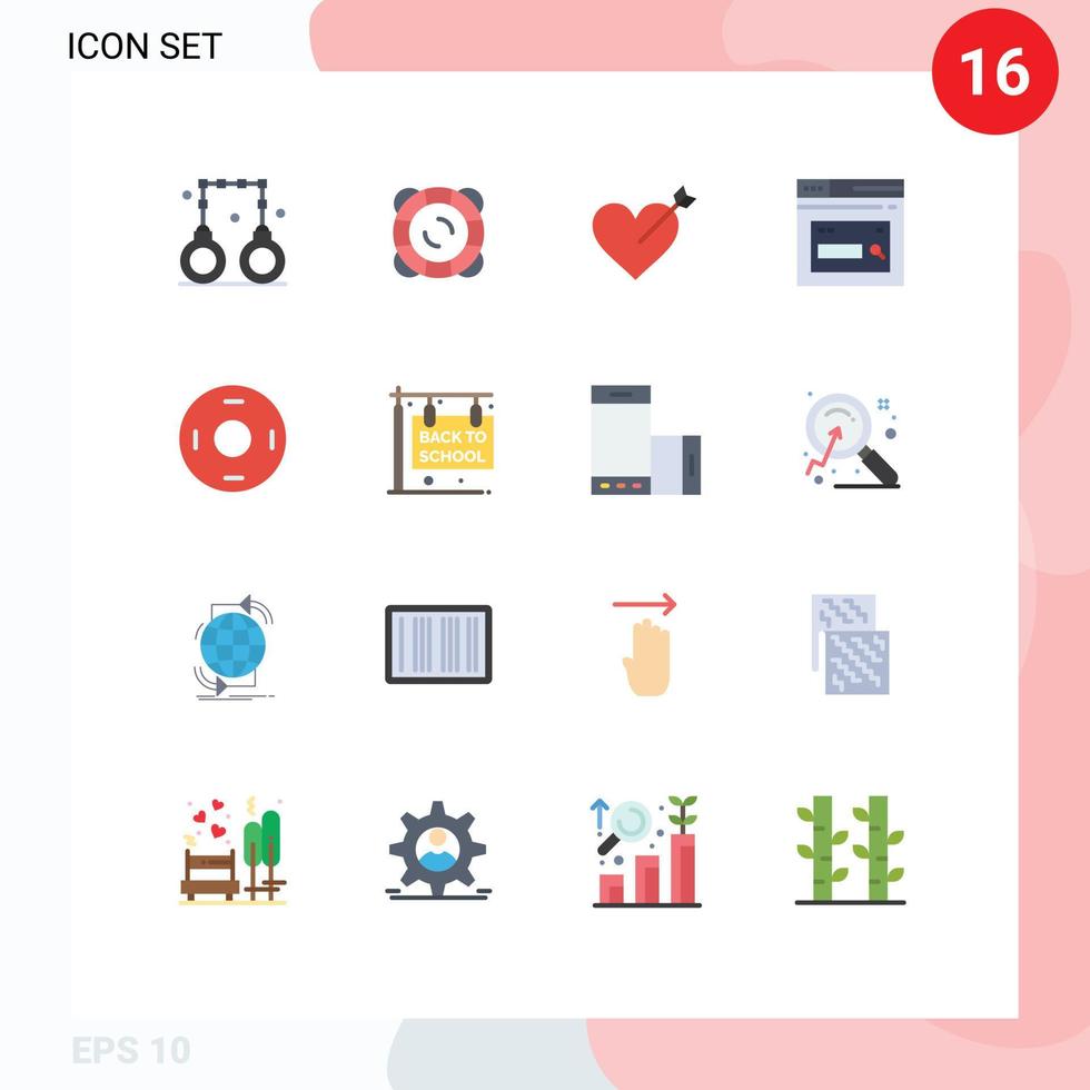 Universal Icon Symbols Group of 16 Modern Flat Colors of sign search arrow website page Editable Pack of Creative Vector Design Elements