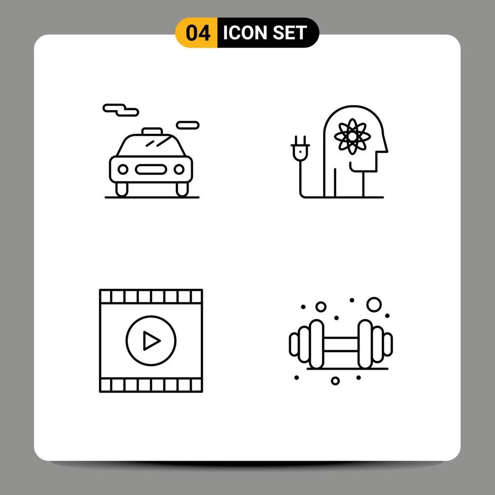 Pack of 4 Modern Filledline Flat Colors Signs and Symbols for Web Print Media such as car user boosting knowledge web Editable Vector Design Elements