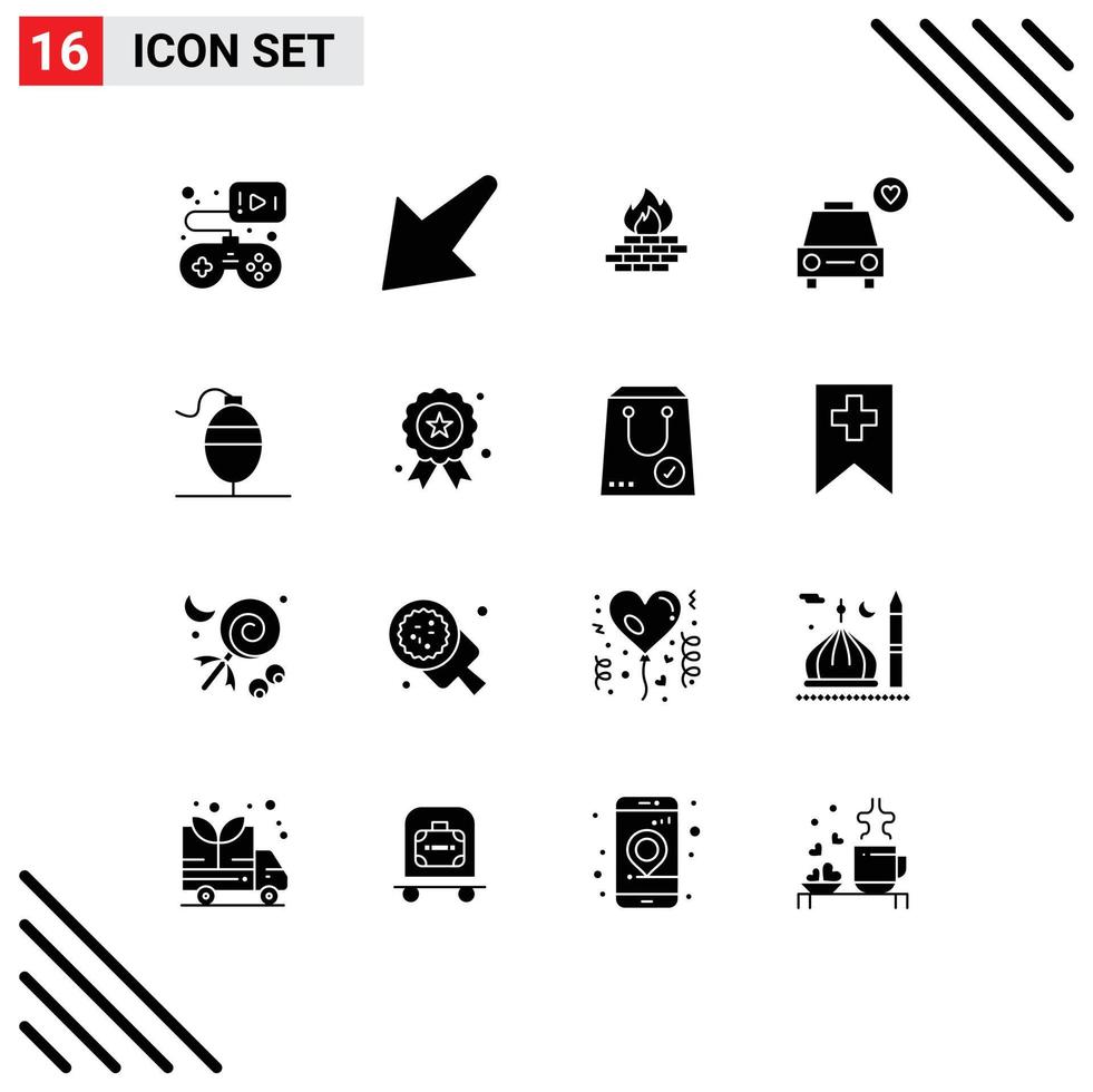 paquete de iconos de vector de stock de 16 signos y símbolos de línea para elementos de diseño de vector editables de coche de corazón de computadora bobber de pesca