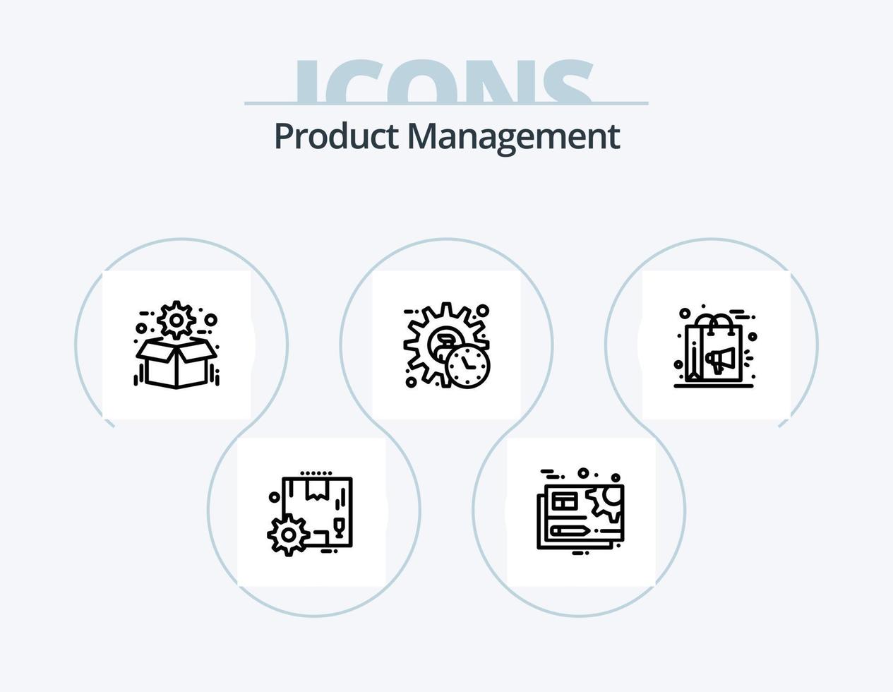 Product Management Line Icon Pack 5 Icon Design. smart phone. phone. product. gear. gear vector