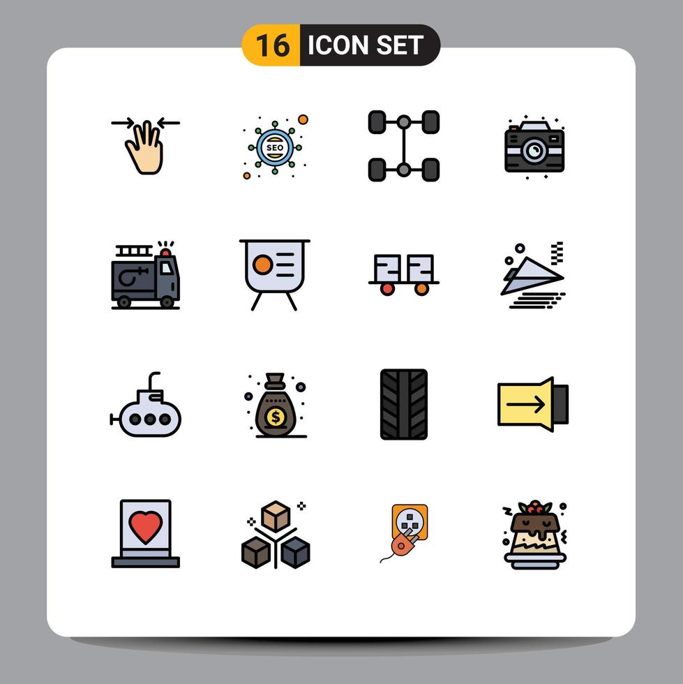 16 Creative Icons Modern Signs and Symbols of accident clipart automobile firefighter party Editable Creative Vector Design Elements