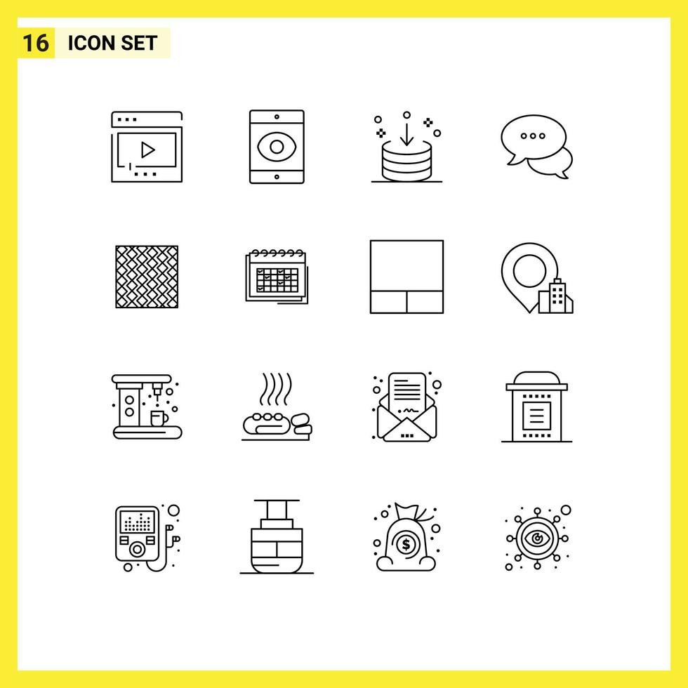 16 Universal Outlines Set for Web and Mobile Applications tile message direction chat interface Editable Vector Design Elements