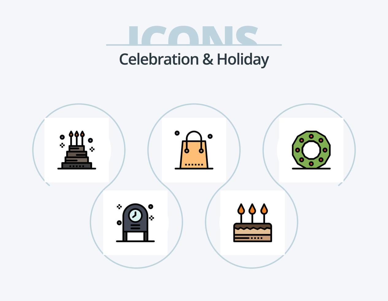 Celebration and Holiday Line Filled Icon Pack 5 Icon Design. arch. giant. each. event. cake vector