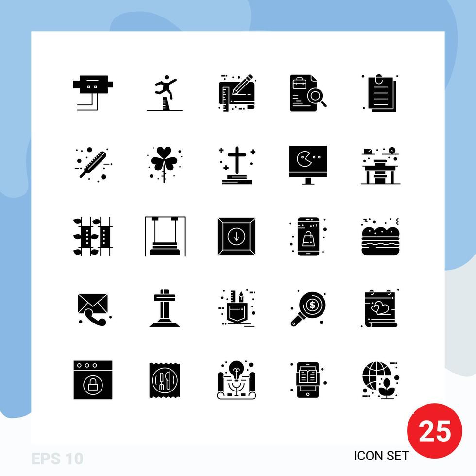 Set of 25 Commercial Solid Glyphs pack for contract search blue print document ruler Editable Vector Design Elements