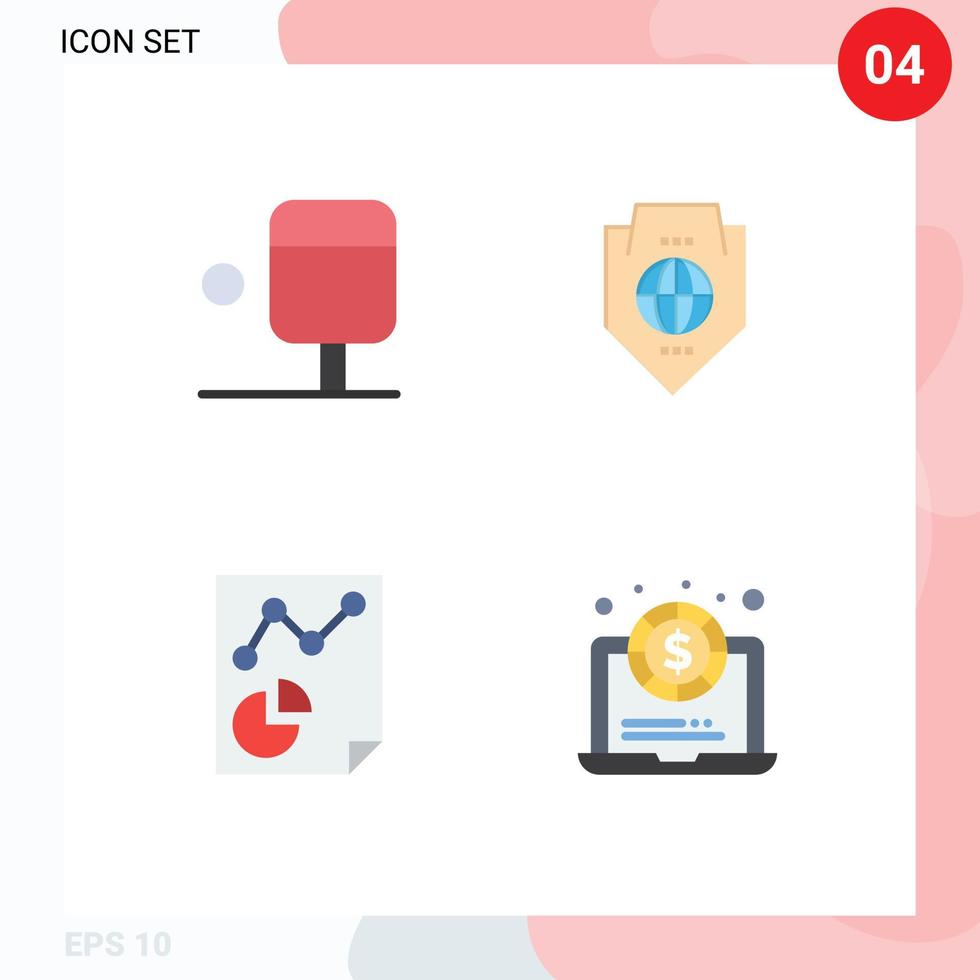 4 User Interface Flat Icon Pack of modern Signs and Symbols of ping pong paper world shield dollar Editable Vector Design Elements