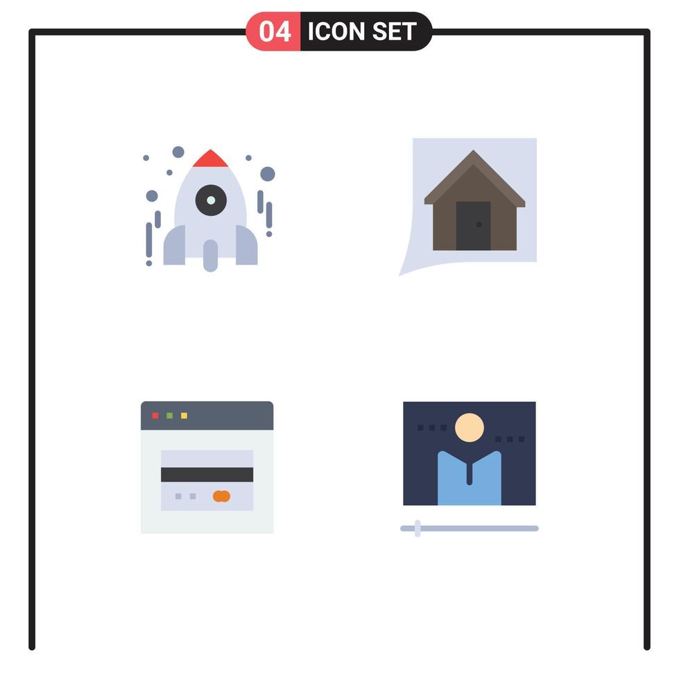 User Interface Pack of 4 Basic Flat Icons of education home school contact us card Editable Vector Design Elements