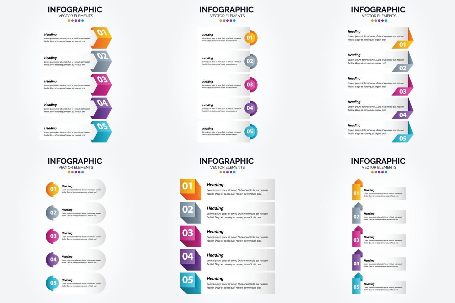 Use this vector infographics set to make your advertising in brochures. flyers. and magazines more effective.