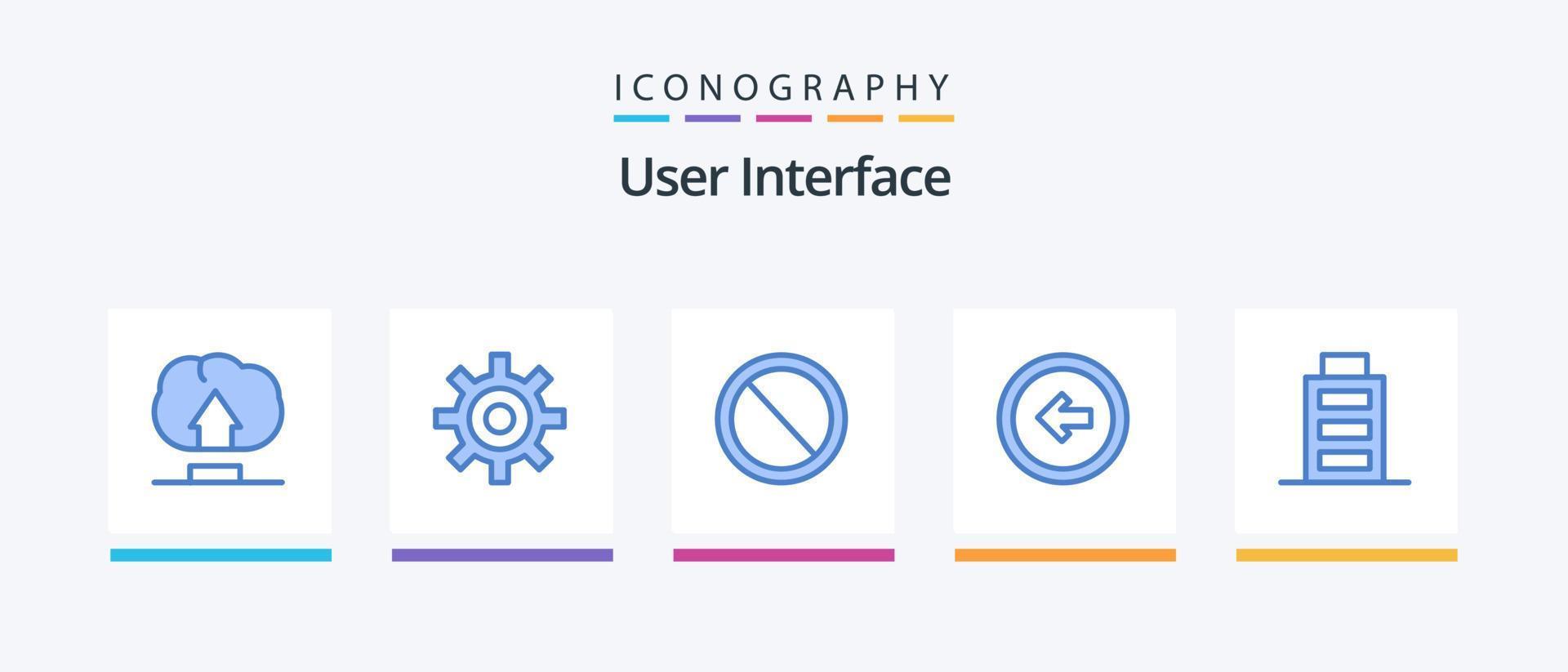 User Interface Blue 5 Icon Pack Including interface. left. no. user interface. button. Creative Icons Design vector