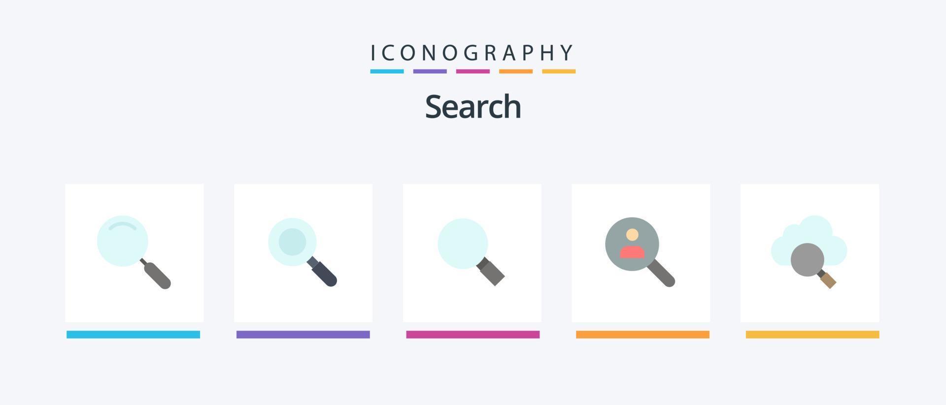 busque el paquete de iconos de 5 planos que incluye la búsqueda. buscar. Mira. gente. encontrar. diseño de iconos creativos vector