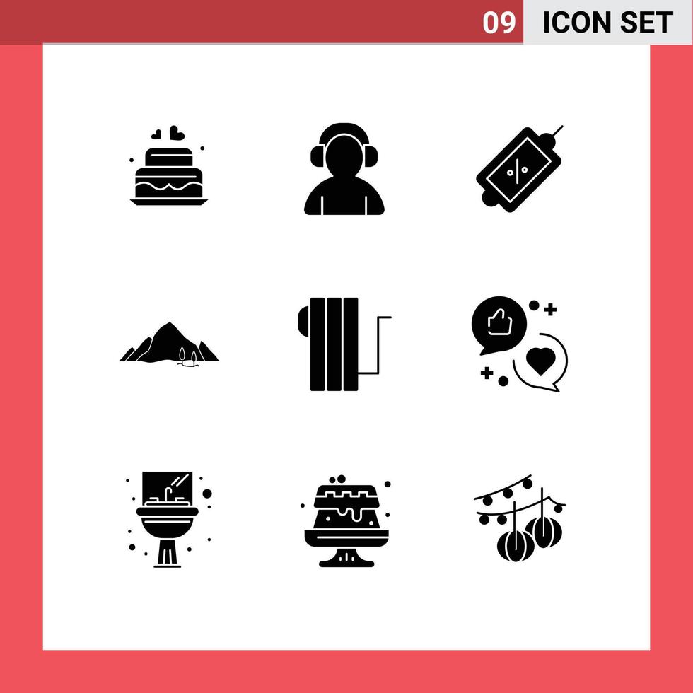Solid Glyph Pack of 9 Universal Symbols of appliances nature ecommerce hill mountain Editable Vector Design Elements