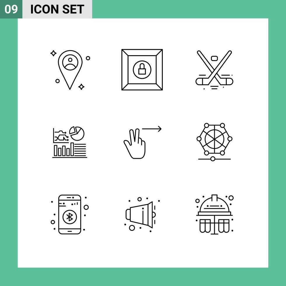 9 Creative Icons Modern Signs and Symbols of right fingers hockey business success Editable Vector Design Elements