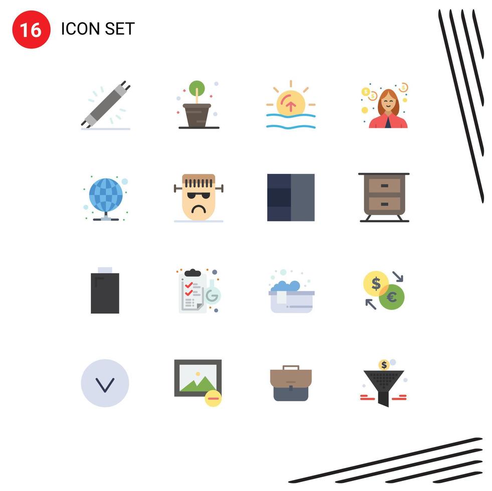 Universal Icon Symbols Group of 16 Modern Flat Colors of hosting money nature investment debt Editable Pack of Creative Vector Design Elements