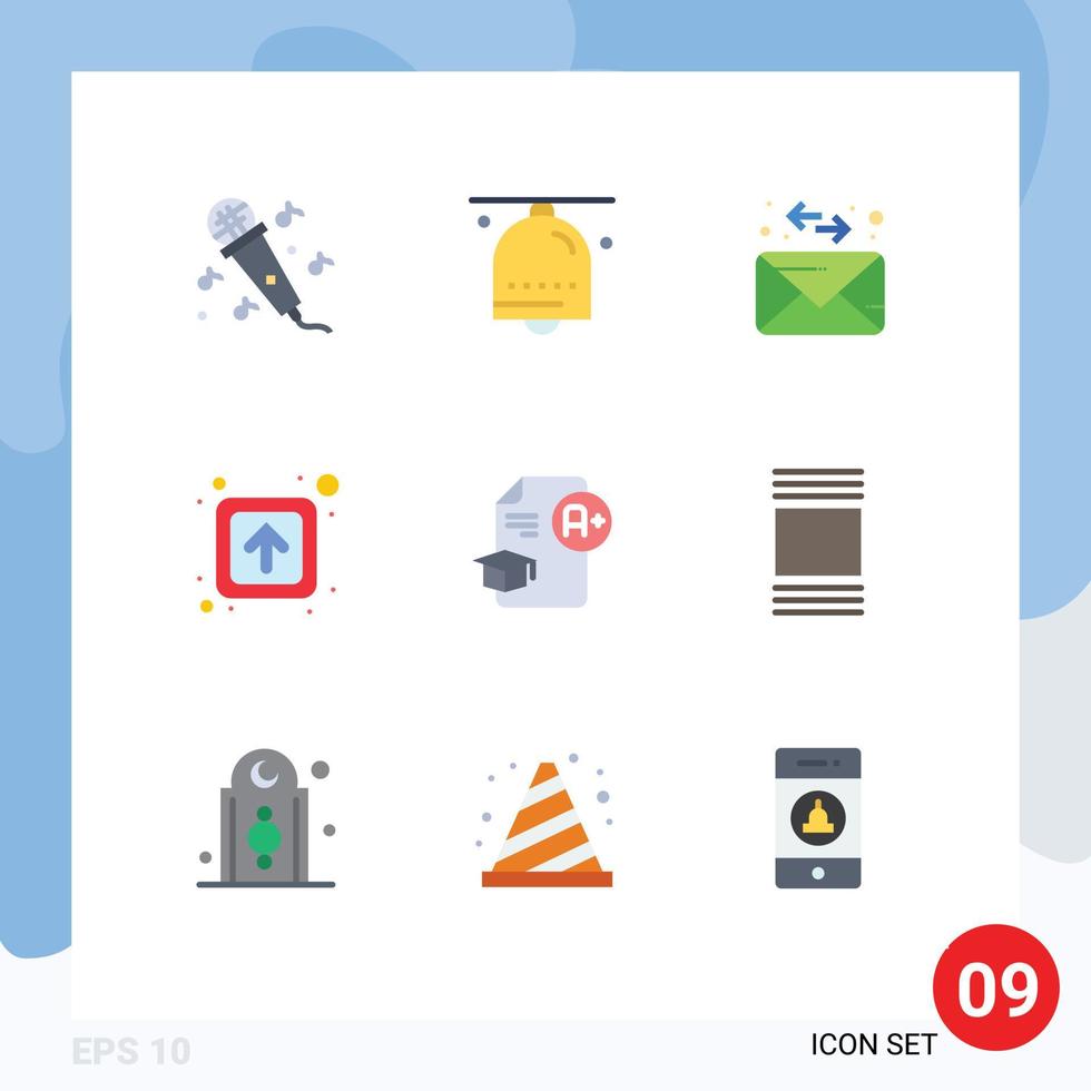 9 User Interface Flat Color Pack of modern Signs and Symbols of education document envelope signs forward Editable Vector Design Elements
