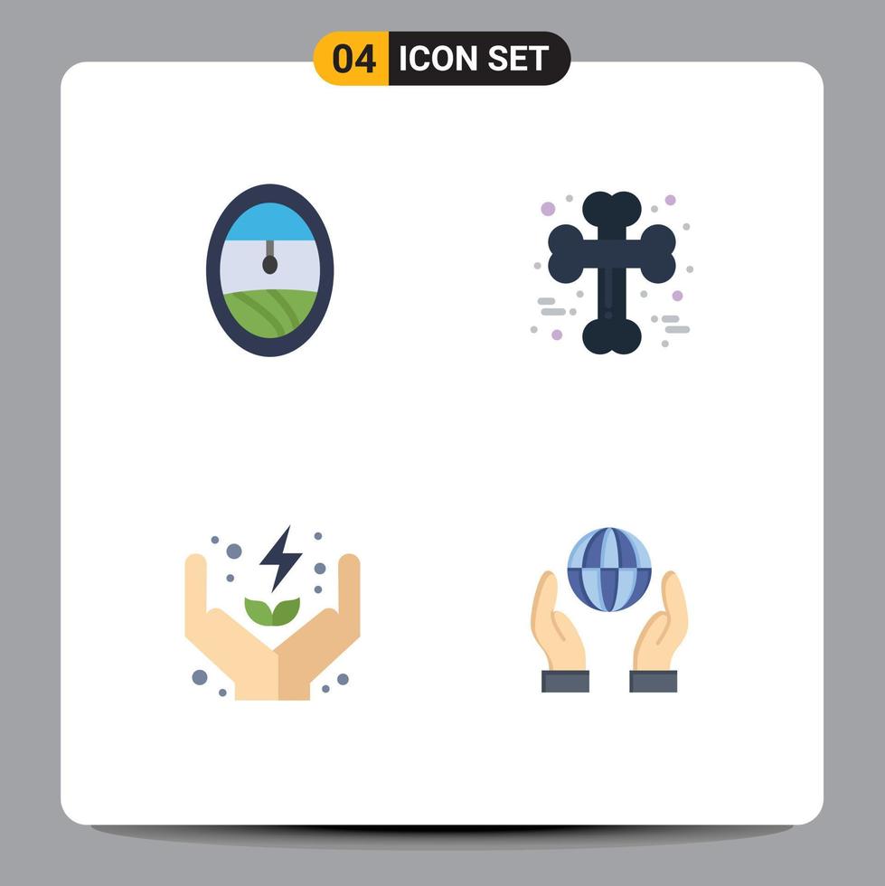 4 Universal Flat Icons Set for Web and Mobile Applications plane energy bone halloween care Editable Vector Design Elements