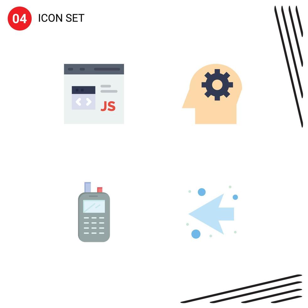 User Interface Pack of 4 Basic Flat Icons of code radio development mental wireless Editable Vector Design Elements
