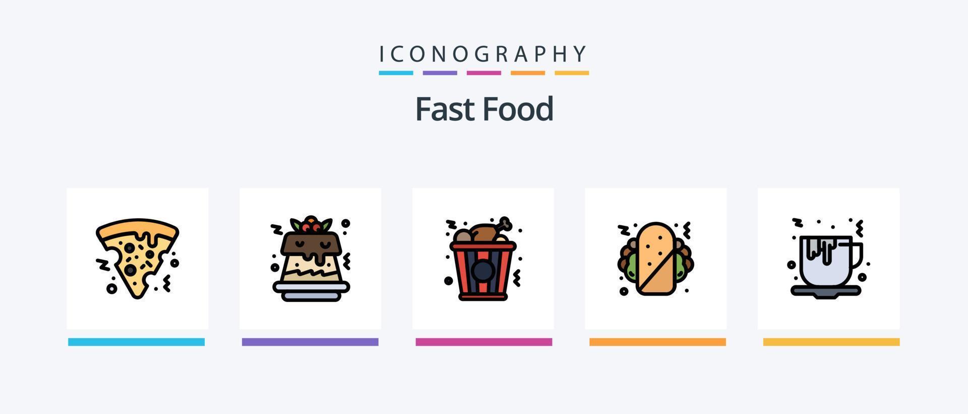 Fast Food Line Filled 5 Icon Pack Including . chicken. fast food. food. burger. Creative Icons Design vector