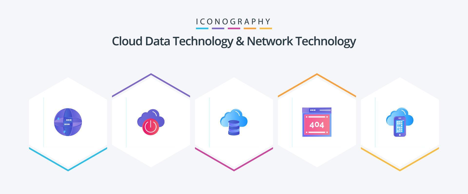 Cloud Data Technology And Network Technology 25 Flat icon pack ...