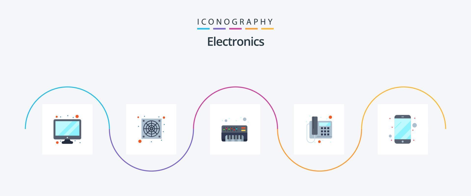 Electronics Flat 5 Icon Pack Including . phone. synthesizer. mobile. device vector