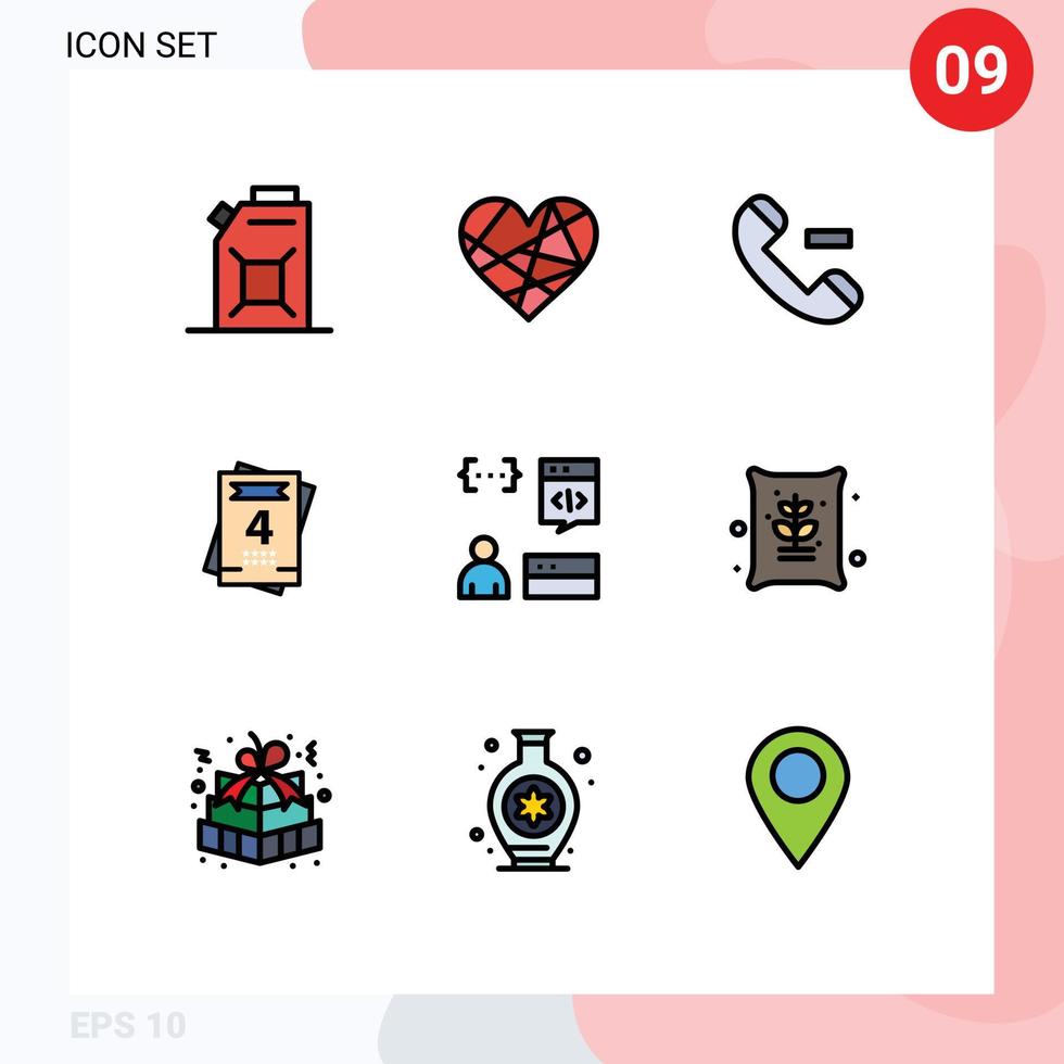 Stock Vector Icon Pack of 9 Line Signs and Symbols for development coding call app love Editable Vector Design Elements