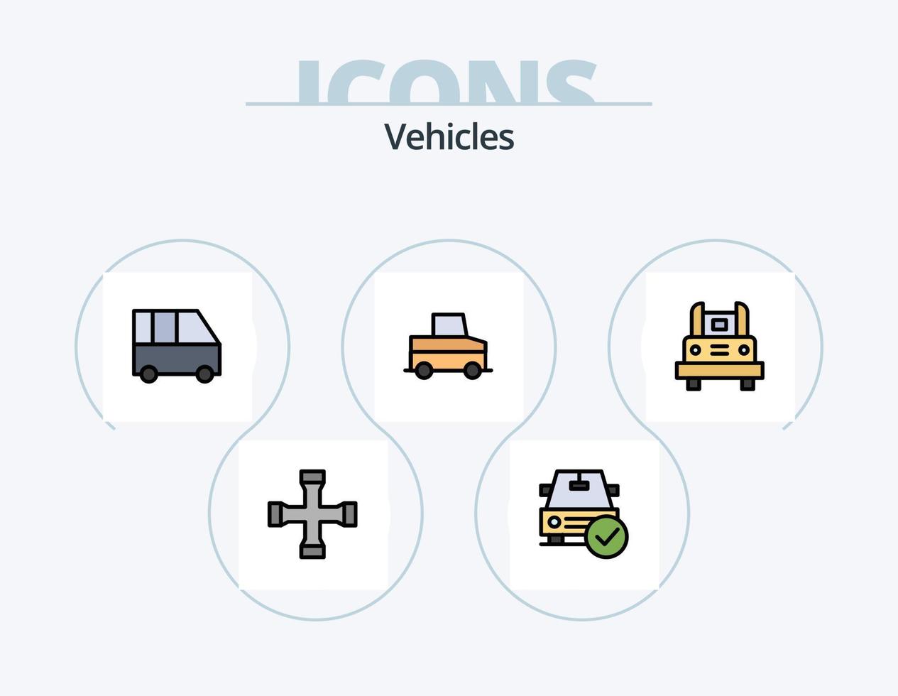 Vehicles Line Filled Icon Pack 5 Icon Design. creative. bridge. transportation. vehicles. truck vector