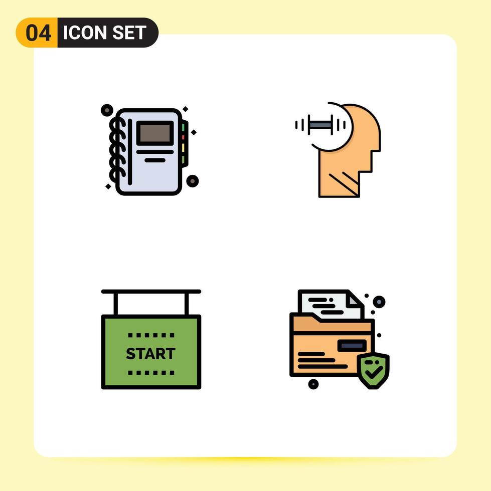 4 Creative Icons Modern Signs and Symbols of education races training head file Editable Vector Design Elements