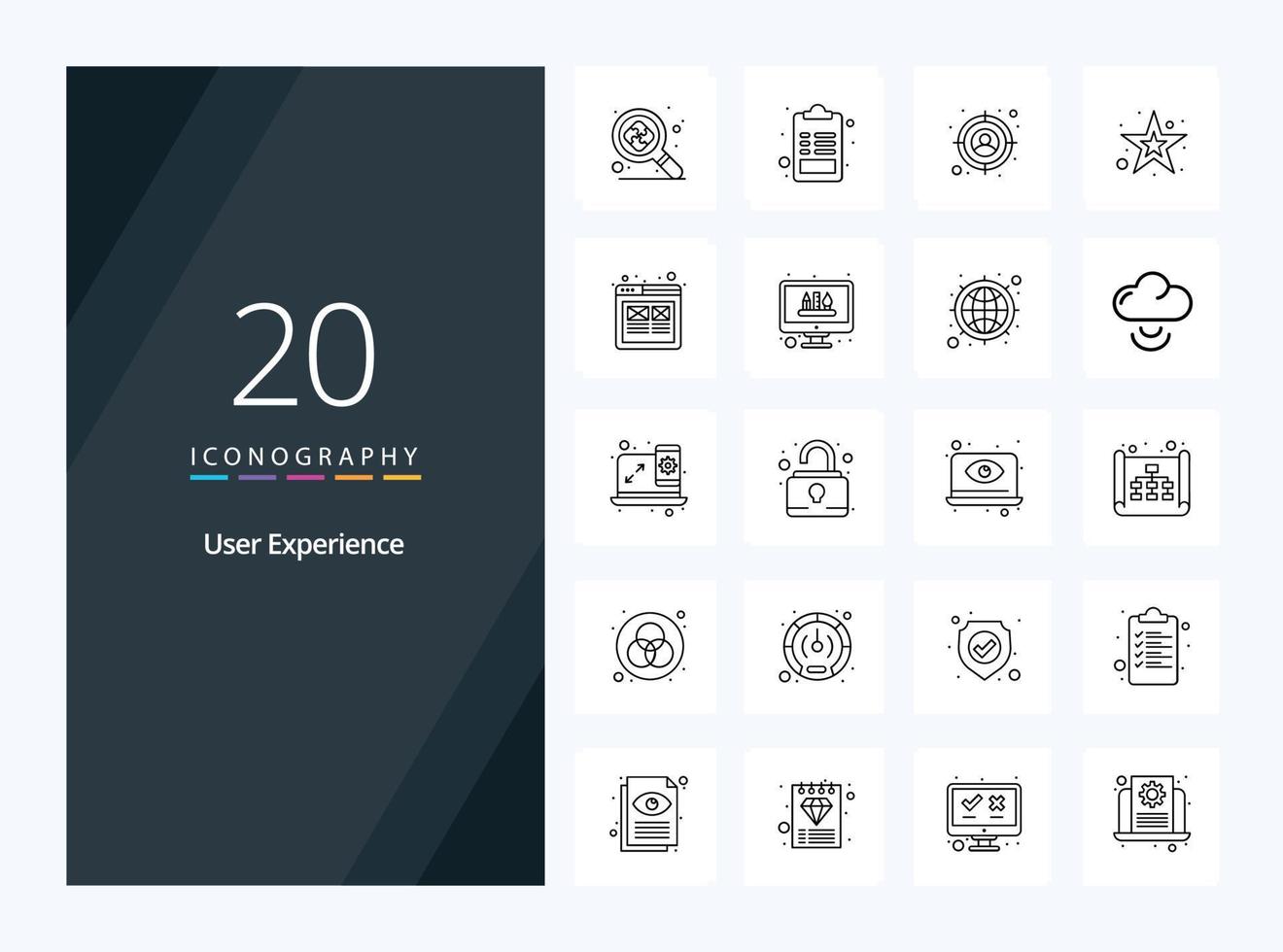 20 User Experience Outline icon for presentation vector